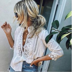 Chemisier Fleuri Blanc Fleuri White XL