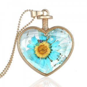 Collier Fleur Cœur Fleur Bleu Default Title