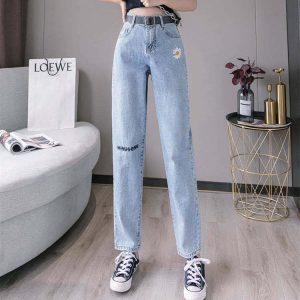 Pantalon Fleuri Style Mom Blue XXL